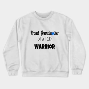 Proud Grandmother Black Text Blue Heart Crewneck Sweatshirt